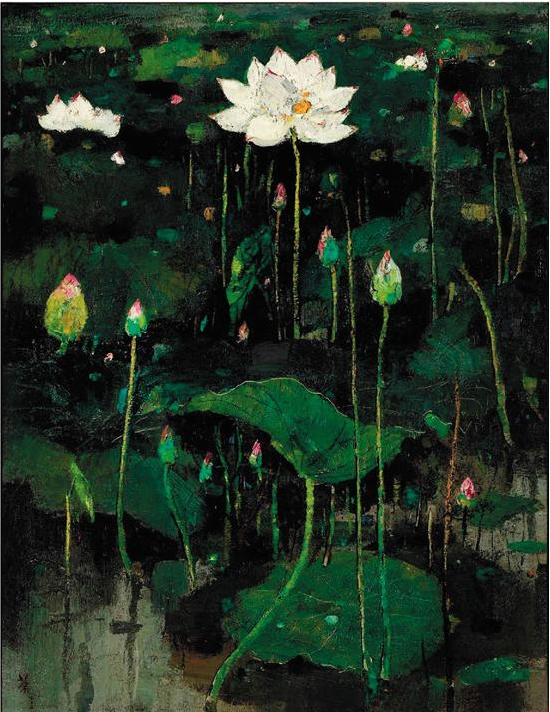 吴冠中 荷花 1974年作 布面油画 120.5×90.